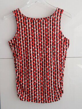 ZOZO Women' Sleeveless Blouse Round Neck Stretch Fabric, Red and Multicolor